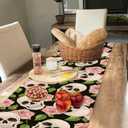 Pink Rose Skull Table Runner Dresser Scarves Seasonal Linen Tablerunner for Indoor Outdoor Kitchen Home Party Holiday Dining Table Decor 13 X 70 Inch