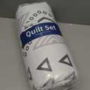 Drucon Boho Queen Size Aztec Quilt Set 3 Pieces Grey Ultra Soft Lightweight Quilt Beddding Set, Microfiber Bohemian Bedspread Coverlet Set with 2 Pillowcases for All Season (Queen, 90"x96")