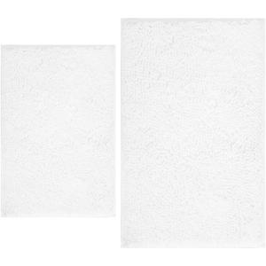 BOANKODU White Bathroom Rugs Sets 2 Piece, Soft Chenille Bath Mat Absorbent Bathroom Rug, Bathroom Mat with PVC Non-Slip Bottom, Machine Washable Bath Rugs (30x40 Inch + 24x16 Inch, White)