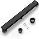 24 Inch Linear Shower Drain Black, Rectangle Shower Floor Drain Reversible 2-in-1 Tile Insert Cover, 304 Stainless Steel Matte Black Linear Drains with Accessories for Tiled Bathroom