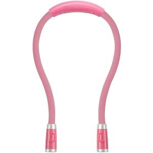 Rechargeable LED Neck Reading Light, Book Lights for Reading in Bed, 3 Brightness Levels, 2 Flexible Soft Silicone Arms Comfortable Wear, Long Lasting. Perfect for Bookworms, Craft & Knitting (Pink)