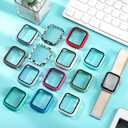 Sieral 24 Pcs Smart Watch Screen Protector Watch Bumper Case Hard Pc Case with Tempered Glass Screen Protective Cover Compatible with Iwatch for Men Women, Assorted Colors (38mm)