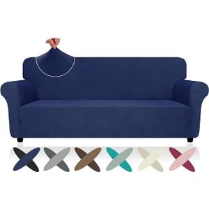 ZNSAYOTX Super Stretch Sofa Cover (72"-92"), New Striped Sofa Covers Fitted Slipcovers with Elastic Bottom, Dog Cat Pets Proof Spandex Washable Fabric Comfortable & Durable (Navy Blue, Sofa)