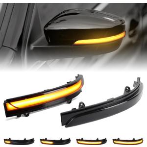 Dynamic Sequential Led Side Mirror Turn Signal Lights Indicator for 2011-2018 Volkswagen Jetta MK6 SE, for 2012-2019 VW Beetle, Smoked Lens