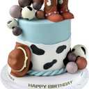 16PCS Cowboy Cake Topper Cowboy Hat and Boot Balls Cake Decorations Western Cowboy Birthday Baby Shower Party Decorations (Brown)