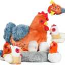 9 in 1 Chicken Stuffed Animal Set, Zippered Stuffed Chicken Plush Toys Egg Laying Hen with Eggs, Baby Chicks Plush Chickens and Coop for Kids Girls BoysBirthday (Color-2)