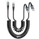 USB Type C Charger Cable Fast Charging [3FT+6FT], 2Pack Coiled USB A to USB C Charger Cable for Car Android Auto USB C Charger Cord, USBC Cable Compatible with iPhone 17/16/15/Samsung Galaxy S20