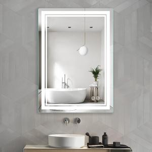 28x20 inch LED Lighted Bathroom Mirror with Anti-Fog, Fashion Bathroom Decor Vanity Mirror with Dimmable, Smart Control, Memory, Adjustable Warm White/Natural/Daylight, Birthday Wedding Gift
