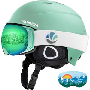 VANRORA Ski Helmet and Goggles Set - Climate Control Vent Snowboard Helmet, Interchangeable Lens Ski Goggles, for Men & Women Medium