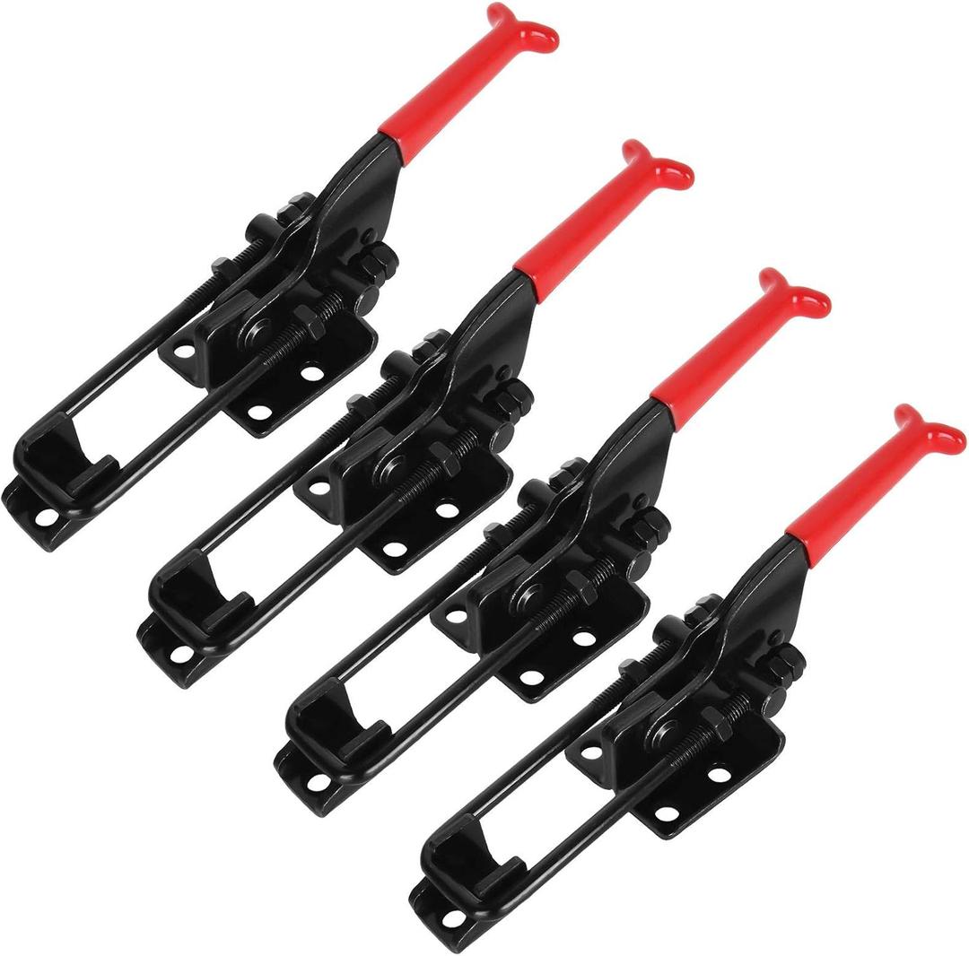 4PCS 700lbs Capacity Toggle Clamps GH-431 Adjustable U Bolt Self-lock Toggle Latch Quick Release Toggles Clamp Latch (Black)
