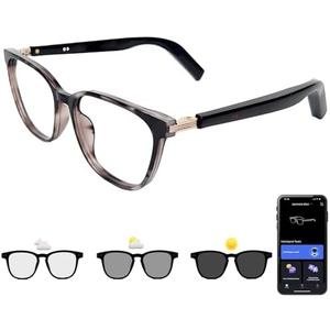 Smart Glasses with Photochromic Lenses for Men and Women AI Translation Smart Glasses with Translator 164 Languages IP67 Waterproof Bluetooth Glass Blue Light Protection (KM02_Tortoiseshell)