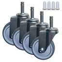 Heavy Duty 4 Inch Swivel Caster Wheels - Quiet Rubber Stem Casters Set of 4 with 7/16 Inch Threaded Stem - for Workbench, Cart, Furniture, Trolley