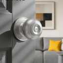 Brushed Nickel Door Knobs, 6 Pack Privacy Door Knobs Interior Door Knobs for Bedroom/Bathroom Keyless Doorknobs Interior/Exterior Lockset, Brushed Nickel Modern Design Door Hardware