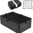 DIRZA Bike Basket Liner with Waterproof Cover and Cargo Net, Heavy Duty Thickened Oxford Cloth Black Basket for Rear Bike Rack (16.5" x 11.6" x 5.5")
