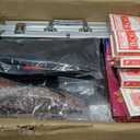 5 in 1 Super Casino Game Set: Blackjack/Texas Hold'em/Roulette/Craps/Poker Kit, 10" Wooden Roulette Wheel, Carrying Case with 360 Plastic Chips, 6 Deck Shuffler, 2 Double-Sided Rubber Mat And More