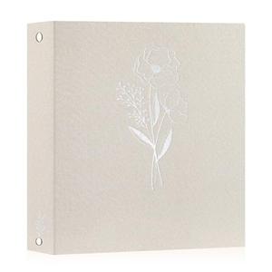 Lanpn 8.5x11 inch Scrapbook Photo Album, Linen Cover Archival Acid Free Top Load 3 Ring Binder Folder Photo Book 8.5 x 11 with 30 Plastic Sleeves 60 Pages (Beige)