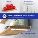 Goovilla Shelf Bracket, Heavy Duty Floating Shelf Brackets 12 inch Long, 6 Pack Brackets for Shelves, White Coated Metal Wall Shelf Support Brackets with 1/5 Inch Thick and 160 lb. Load Capacity