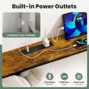 GRLEAF 102" Sofa Table with Built-in Power Strip (4 AC Outlets & 4 USB Ports) 4.9ft Power Cord, Metal Frame, Easy Assembly, Long Couch Table Behind Sofa, Living Room and Home Office | Rustic Brown
