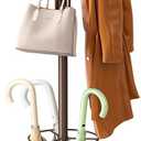 Coat Rack Freestanding,Entryway Hanger Stand,Umbrella Holder,Hall Tree With 12 Hooks, Floor Standing Metal Tree Stand,brown