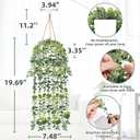 2 Pcs Fake Hanging Plants, Artificial Hanging Vines Plant, Faux Potted Eucalyptus Plants, Boho Home Decor for Indoor Outdoor, Wall Shelf Office Living Room Bedroom Bathroom Farmhouse Decorations
