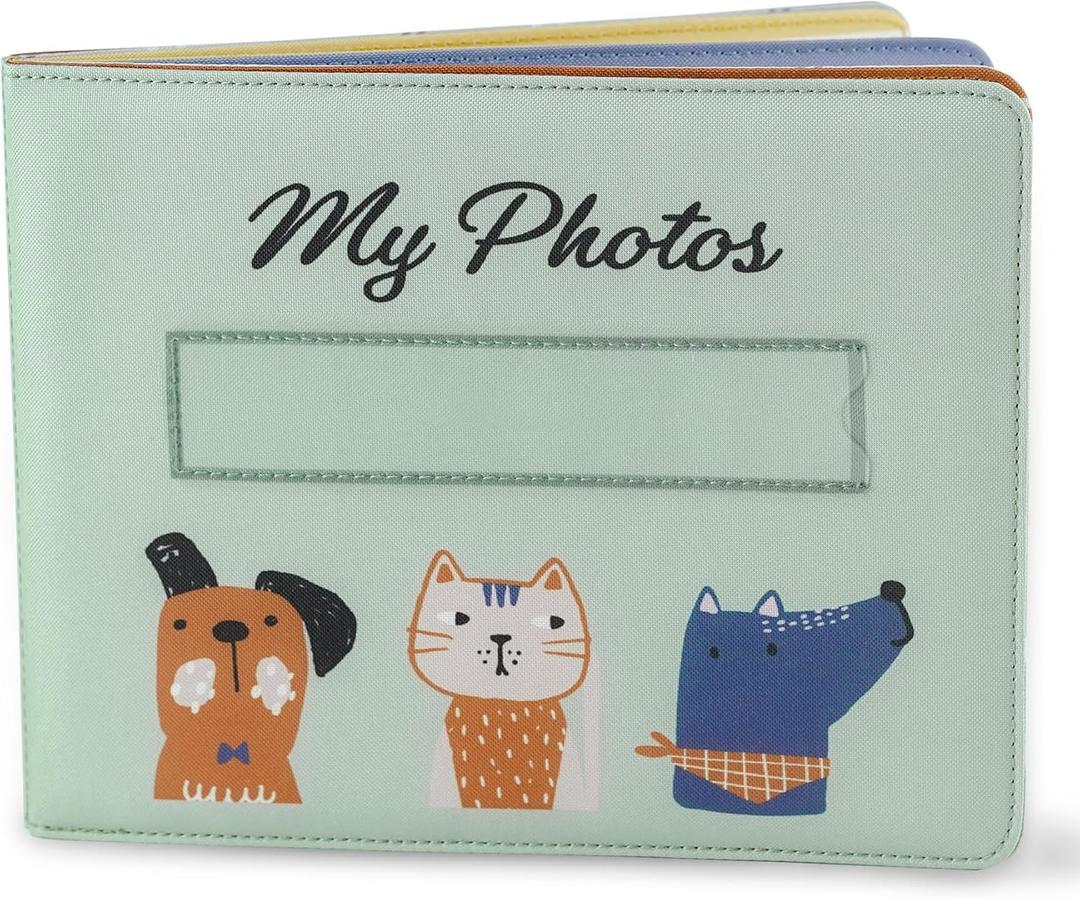 Fanna Baby's My First Photo Album with Cat and Dog Patterns, Soft Cloth Photo Album with Color Pages for 10 Pictures (4x6 inches)