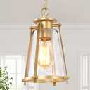 KSANA Gold Pendant Lighting for Kitchen Island, Hanging Brass Light Fixtures with Seeded Glass for Dining Room, Foyer