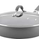 Circulon Radiance Hard Anodized Nonstick Deep Frying Pan with Lid, 12 inch Frying Pan with Lid, Deep Skillet, Gray