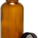GreenHealth Pack of 4-1oz Amber Glass Bottles for Essential Oils - Mini Boston Round Bottles with Lids - Black Plastic Cap