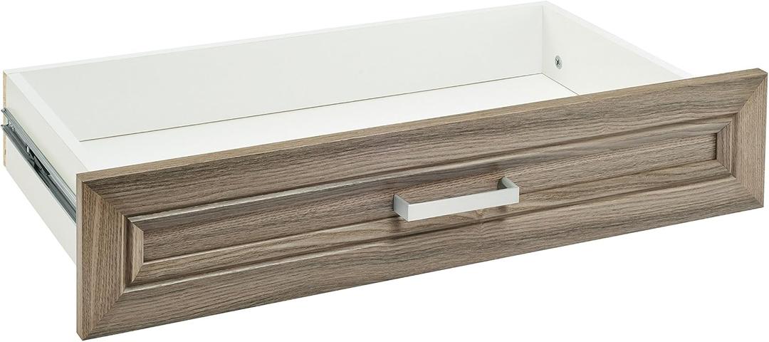 ClosetMaid SuiteSymphony Wood Closet Drawer, Add On Accessory, Shaker Style, For Storage, Closet, Clothes, 25 x 5 Size for 25 in. Units, Natural Gray