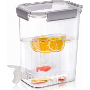 Elsjoy 1.2 Gallon Plastic Drink Dispenser with Spigot, Cold Beverage Dispenser Fridge Drink Container for Iced Tea, Lemonade, Coffee