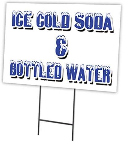 ICE Cold SODA & Bottled Water 18"x24" Yard Sign & Stake | Advertise Your Business | Stake Included Image On Front Only | Made in The USA