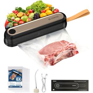 CIARRA Handheld Vacuum Sealer  Portable Food Preservation Machine with 3 Modes, Compact Automatic Sealing System for Dry & Wet Foods (Vacuum Sealer + 5 Pcs Vacuum Seal Bags)