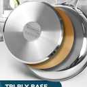 MICHELANGELO 18/10 Stainless Steel Frying Pan Set, 8" / 9.5" / 11" Cooking Pans, Triply Base Stainless Steel Pan Set with Ergonomic Handle, Induction Compatible