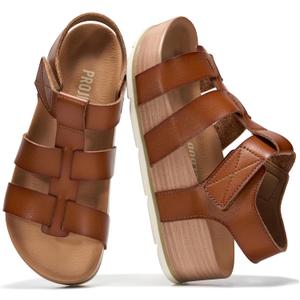 Project Cloud Platform Sandals for Women Strappy Wedges Plush Insole 2026 (Brown, M), Size: 8.5