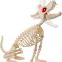 JOYIN Howling Wolf Skeletons Halloween Decorations 34” Skeleton Dog with Red LED Eyes, Auto-Chin Opening and Closing, Movable Posable Joints Animal Skeleton for Outdoor Indoor Garden Graveyard Decor