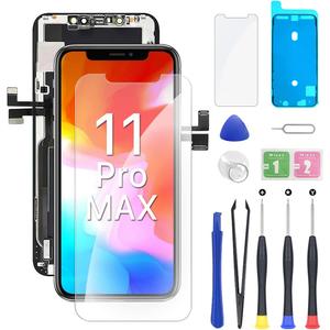 for iPhone 11 Pro Max Screen Replacement HD 6.5" LCD Display and 3D Touch Digitizer Assembly with Repair Tools, Waterproof Tape, Screen Protector, and True Tone for A2161, A2220, A2218