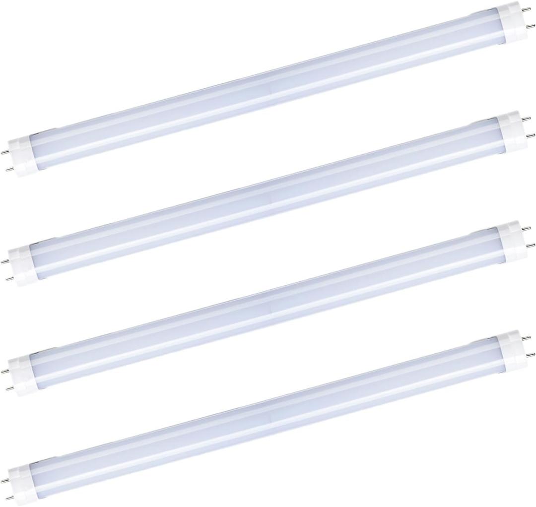 T8 LED Light Bulbs  Replacement Ballast Bypass 48inch 4000K Daylight White Double-end Powered Frosted Lamps 4 Pack