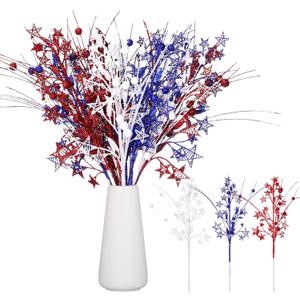 12 Pcs Artificial Christmas Berry Stem Picks Star Picks Faux Floral Berry Spray Branches Christmas Table Centerpiece Home Office Vase Filler Decoration (Red,White,Blue) 12 Pcs Artificial Christmas Berry Stem Picks Star Picks Faux Floral Berry Spray Branches Christmas Table Centerpiece Home Office Vase Filler Decoration (Red,White,Blue)