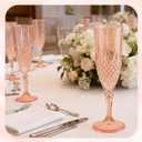 Plastic Champagne Flutes 7oz, Reusable Drinking Glasses Cups Goblets Shatterproof Unbreakable, for Wedding Party Mimosa Bar (24, Rose Gold)