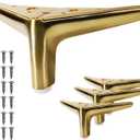 4-Inch Brushed Gold Furniture Legs, Legs for Furniture Set of 4 Modern Furniture Feet Metal Table Legs for Cabinet Sofa Couch Chair Bed Dresser Wardrobe Risers DIY Replacement