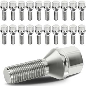 cciyu M12x1.25 Lug Nuts 20Pcs Wheel Lug Bolts 12x1.25 Shank 28mm Hex 17mm Chrome Lug Nuts Set fit for Jeep for Cherokee for Renegade for Compass for Dodge for Dart for Chrysler 200 for Fiat 500X