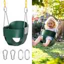 little dove High Back Full Bucket,Toddler Swing with Coated Chains & Triangle Dip Pinch Protection for Safety,Baby Swing Outdoor with Locking Buckles,Toddler Bucket Swing for Backyard,Playground,Green