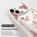 for iPhone 15 Case, Side Flowers Pattern Design Slim Soft Protector Phone Cover for iPhone 15, Butterfly Rice White