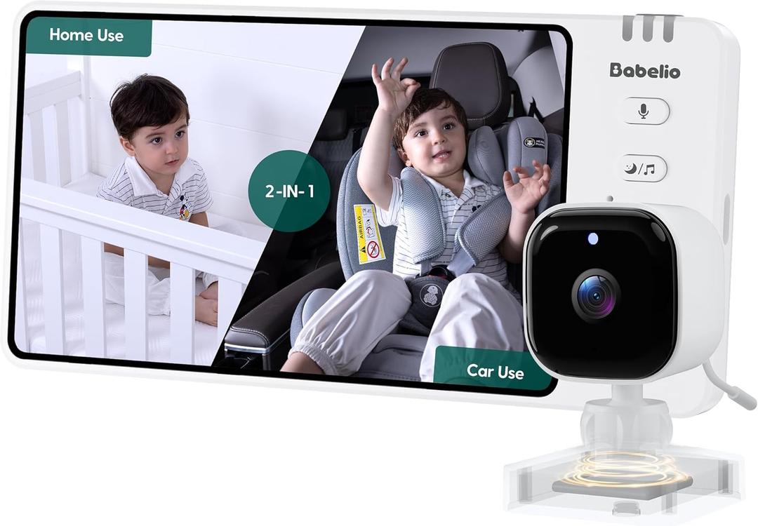 BABELIO Wireless Baby Car Camera with 5" HD Night Vision, Battery-Powered Rear Facing Car Seat Monitor for Kids and Pet, Easy Install 360 Rotatable Backseat Mirror, Newborns Travel Essentials Gifts