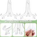 2 Pcs Acrylic Plate Stand Folding Clear Acrylic Easel Plate Stands for Display Photo Holder Picture Frame Book