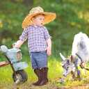 RLW Kids Cowboy Boots for Boys Girls, Riding Western Cowgirl Boot for Toddler Youth Big Kid, Gold 4 Little Kid