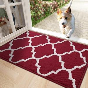 OLANLY Indoor Door Mat, 36x24, Non-Slip Absorbent Resist Dirt Entrance Mat, Washable Low-Profile Inside Floor Doormats for Entryway, Red