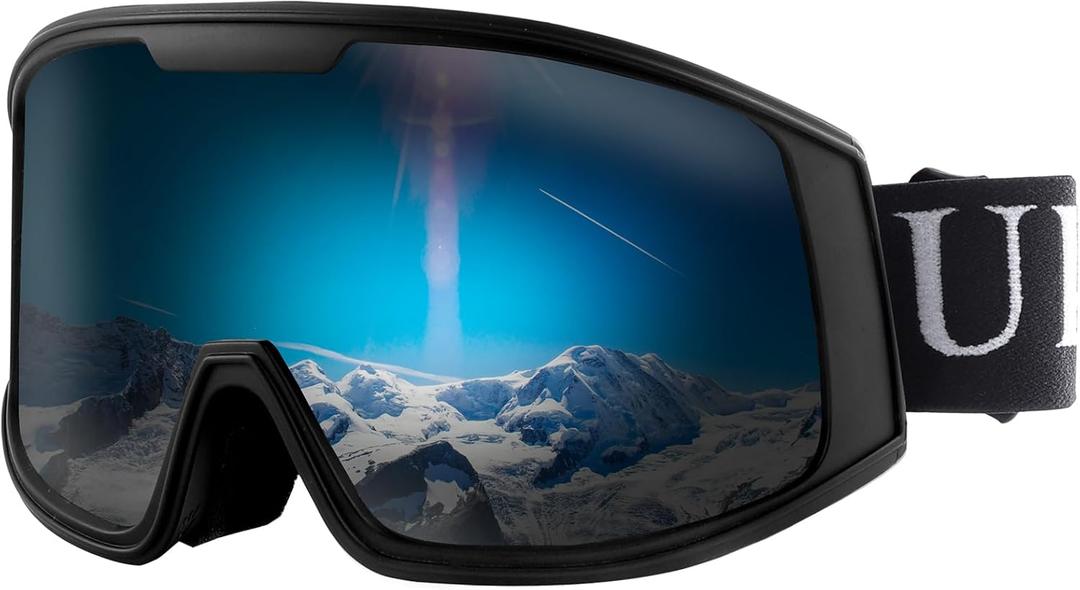 Ukoly Ski/Snowboard Goggles for Men Women, Snow Goggles HD Lens Anti-Fog Coating OTG Design UV400 Protection Windproof