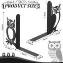 Geelin Owl Bookends for Shelves Decorative Metal Book Ends Set of 2 Styles Vintage Style Black Owl Design Heavy Duty Non-Slip Book Holders for Home Library Office Decor Gift for Reading Lovers