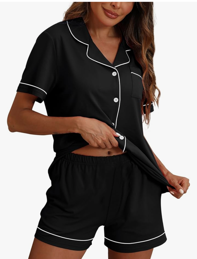 Pajamas for Women Set 2 Piece Pj Short Sets Bride Sleepwear Button Up